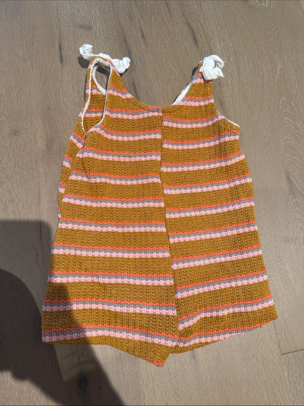 Zara Striped Knit One-Piece in Mustard, Pink & White